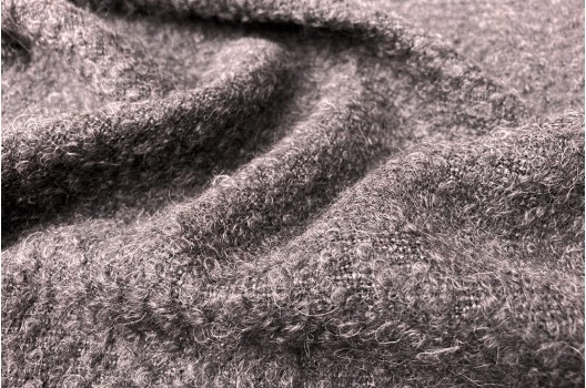 Ткань костюмно-пальтовая Букле с шерстью, ежевичная, Италия