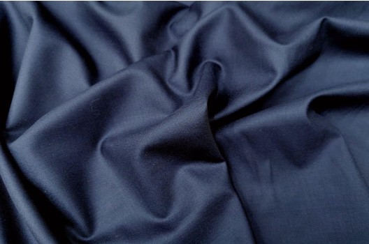 Рубашечная ткань шерсть с шелком, синяя, арт. 7927, Италия