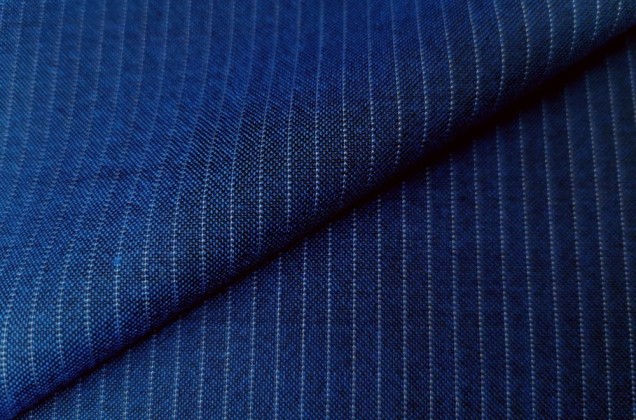 Костюмная ткань Полоска синий цвет 1