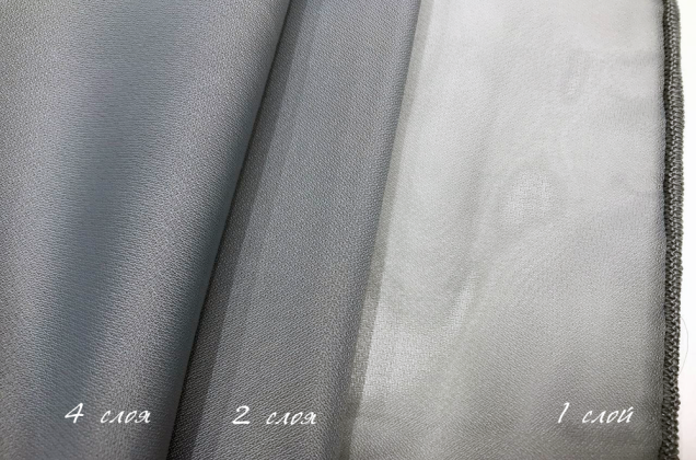 Креп вуаль, серый, с утяжелителем, 290 см, Турция 2