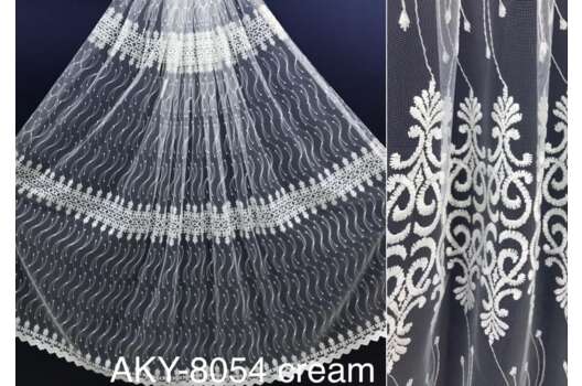 Тюль с вышивкой, кремовый (8054)