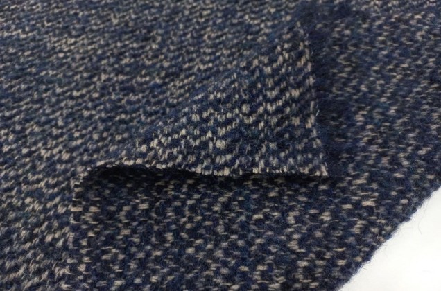Костюмно-пальтовая шерсть, чешуя сине-бежевая 2