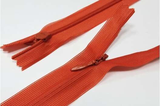 Молния потайная красный мандарин (161), тип 3, неразъемная, 40 см, Турция