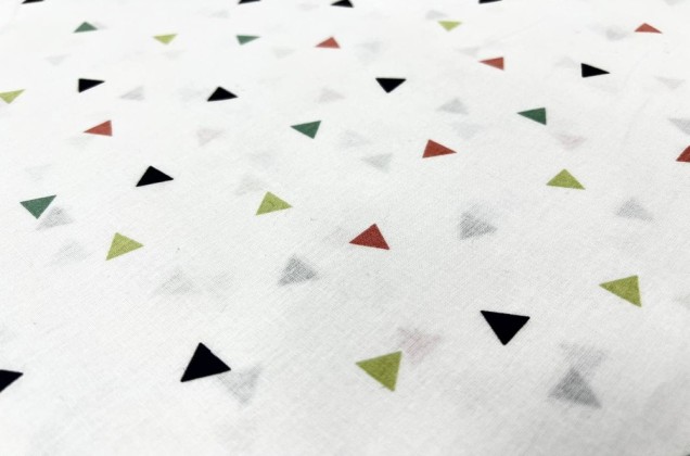 Ранфорс (поплин LUX) 240 см, Разноцветные треугольники, коричневый-зеленый-черный, арт. 7