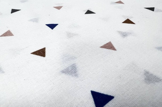 Ранфорс (поплин LUX) 240 см, Разноцветные треугольники, коричневый-синий, арт. 5 1