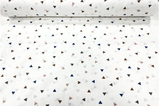 Ранфорс (поплин LUX) 240 см, Разноцветные треугольники, коричневый-синий, арт. 5