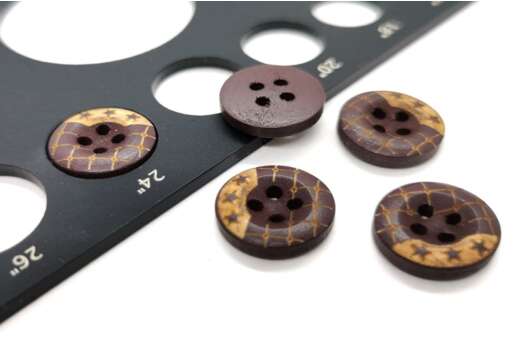 Пуговица деревянная 4 прокола, 15 мм, Д-06