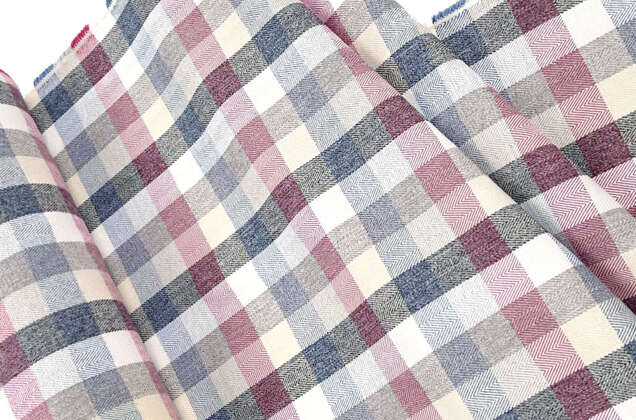 Мебельная Рогожка, розово-синие квадраты 4