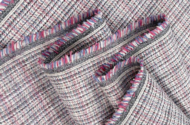 Мебельная Рогожка, розово-голубая мелкая клетка 3