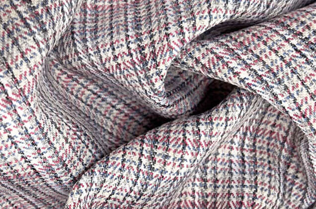 Мебельная Рогожка, розово-голубая мелкая клетка 4