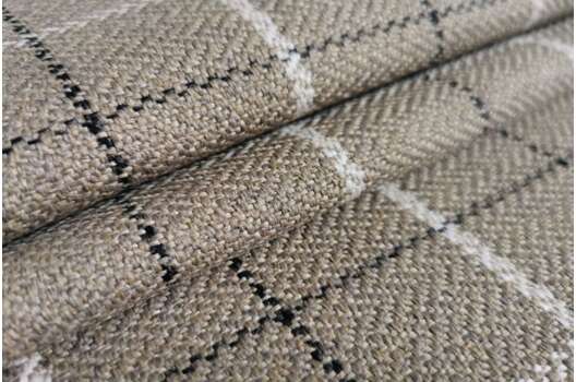 Мебельная Рогожка, черно-белая клетка на бежевом