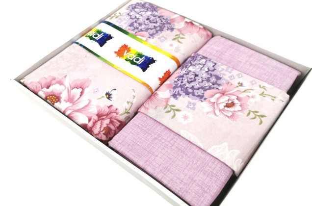 Постельное белье 2-спальное, Комплект в цветочные узоры на нежно-розовом 2