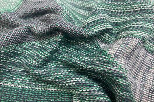 Лен декоративный 16С131, зеленая геометрия