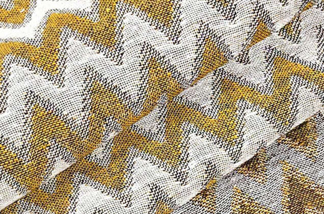 Лен декоративный 16С131, горчичные и бежевые зигзаги