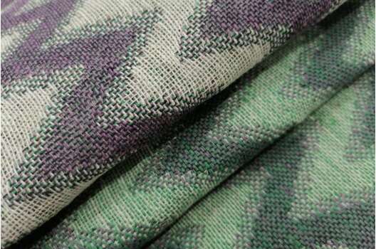 Лен декоративный, зеленые и фиолетовые зигзаги