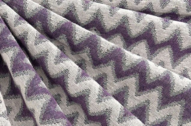 Лен декоративный, зеленые и фиолетовые зигзаги 2