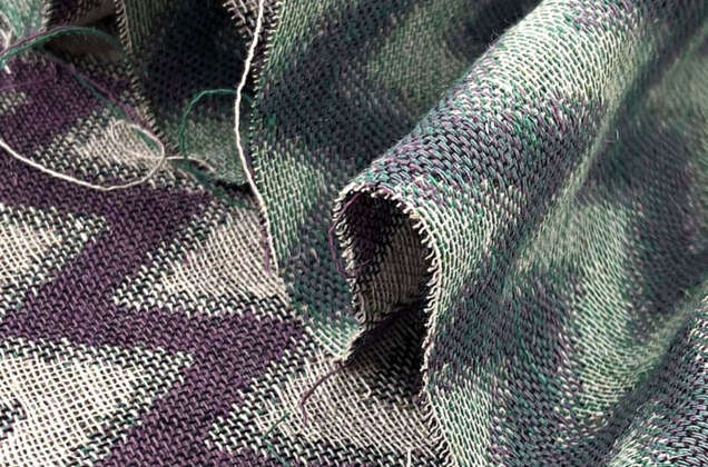 Лен декоративный, зеленые и фиолетовые зигзаги 3