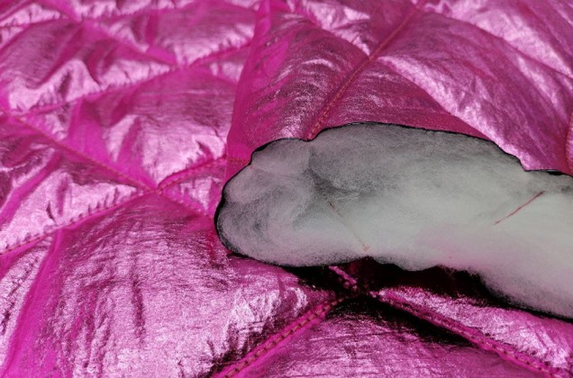 Курточная ткань на синтепоне, розовые ромбы 1