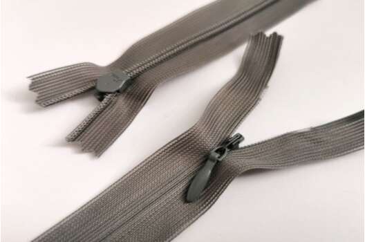 Молния потайная вулканическая серая (529), тип 3, неразъемная, 25 см, Турция