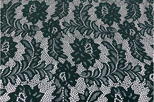 Кружевное полотно стрейч, Дикая роза, темно-зеленое