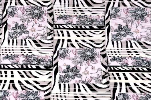 Ниагара плиссе, Цветы на нежно-розовом в квадратах