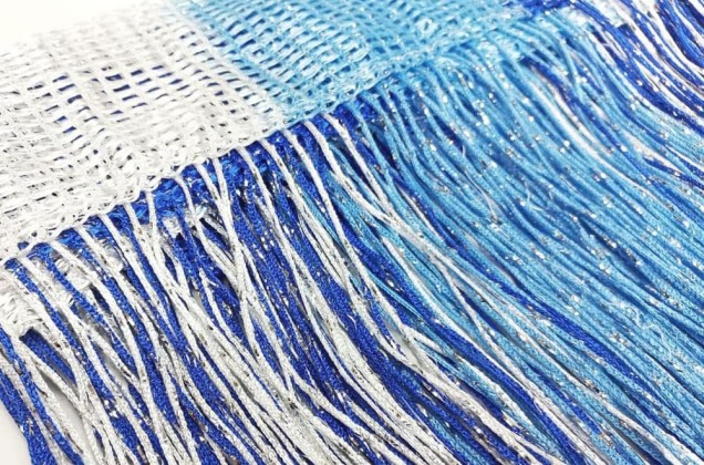 Нитяные шторы Кисея, сине-бело-голубой с люрексом