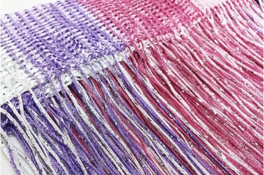 Нитяные шторы Кисея, розово-фиолетовый с люрексом