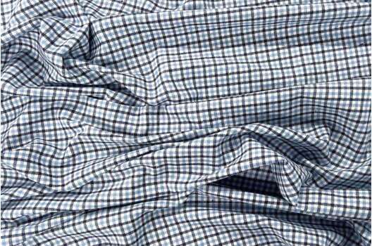 Рубашечная фланель (фуле) 100% хлопок, Клетка мелкая голубая, Турция