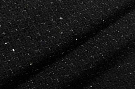 Костюмный Твид в стиле Шанель, черный с пайетками, Турция