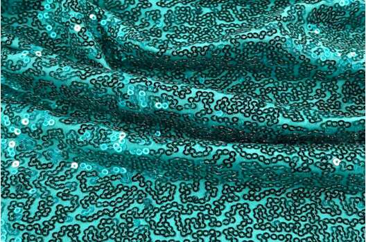 Пайетки 3 мм на масле, бирюзовые, 125 см